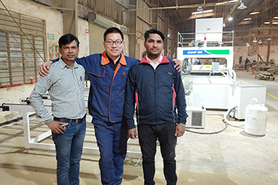 Automatic HF board joining production line scene in India